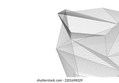  Modernes Gebäude der Architektur, 3D-Illustration