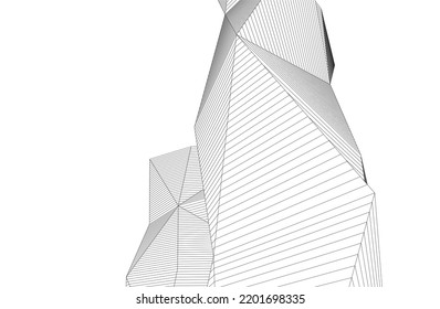  Arquitectura moderna, construcción de una ilustración 3d
