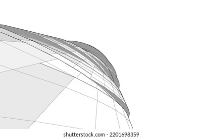  Arquitectura moderna, construcción de una ilustración 3d
