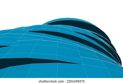  Arquitectura moderna, construcción de una ilustración 3d
