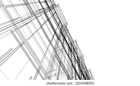 Modern architecture building 3d illustration