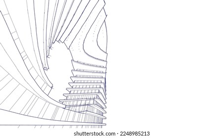 Modern architecture building  3d illustration