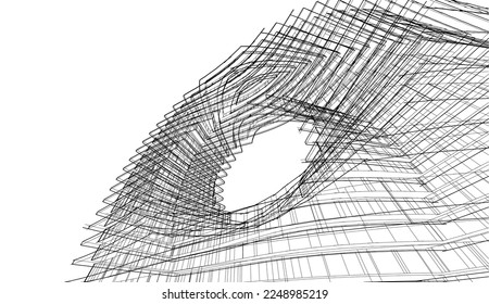 Modernes Gebäude der Architektur, 3D-Illustration