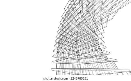 Modern architecture building  3d illustration