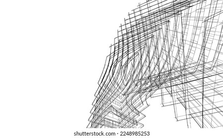 Modern architecture building  3d illustration