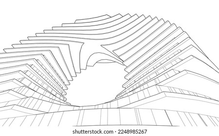 Modern architecture building  3d illustration