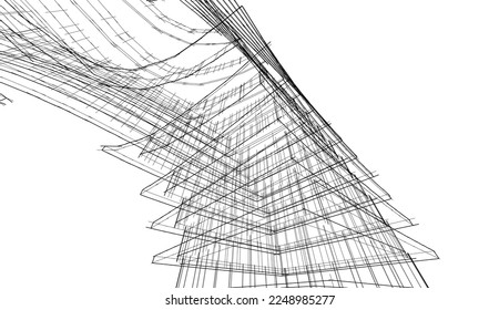 Modernes Gebäude der Architektur, 3D-Illustration