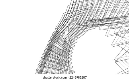 Modern architecture building  3d illustration