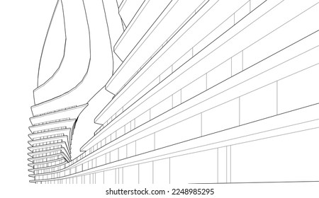 Arquitectura moderna, construcción de una ilustración 3d