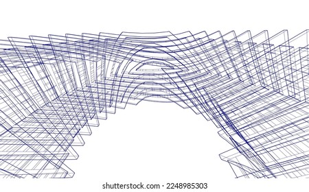 Modern architecture building  3d illustration