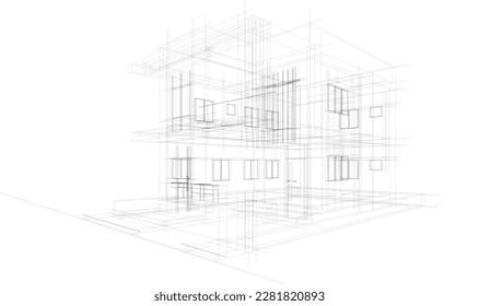 Modern architecture building 3d illustration