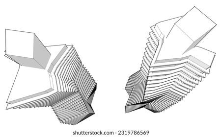 Arquitectura moderna, construcción de una ilustración 3d