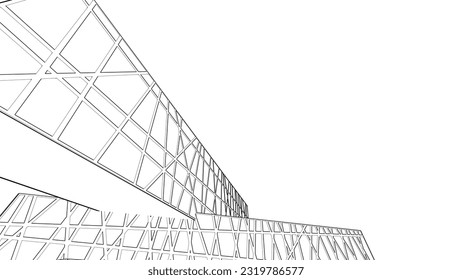 Modern architecture building 3d illustration