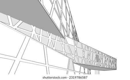 Modern architecture building 3d illustration