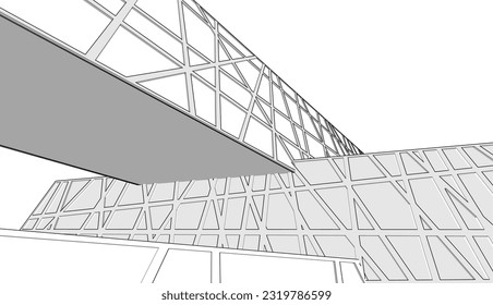 Arquitectura moderna, construcción de una ilustración 3d