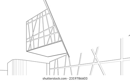 Modern architecture building 3d illustration