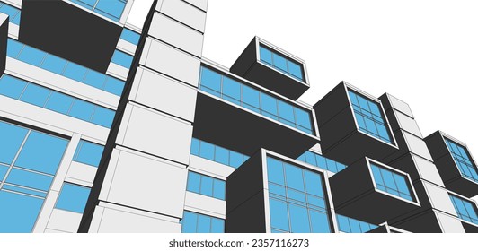 Modern architecture building 3d illustration