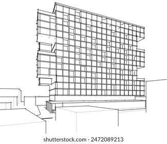 modern architecture building 3d illustration