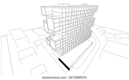 modern architecture building 3d illustration