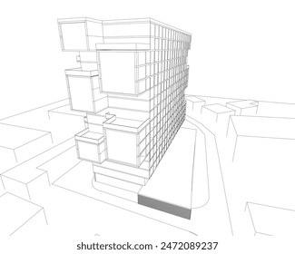 modern architecture building 3d illustration