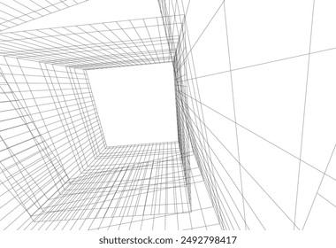 Modern architecture building 3d illustration