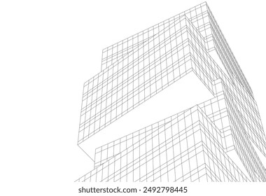 Modern architecture building 3d illustration