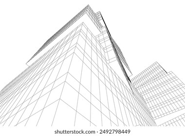 Modern architecture building 3d illustration
