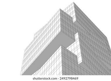 Modern architecture building 3d illustration
