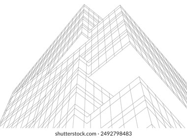 Modern architecture building 3d illustration