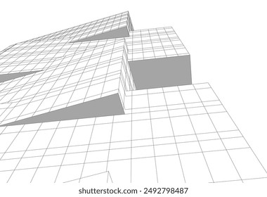 Modern architecture building 3d illustration