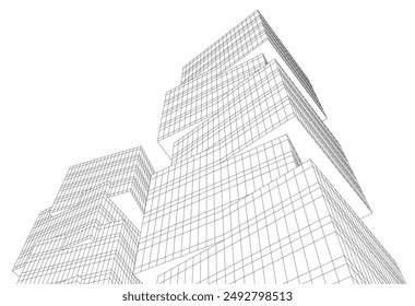 Modern architecture building 3d illustration