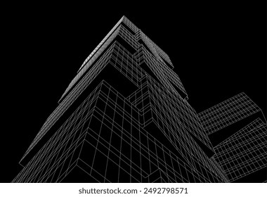 Modern architecture building 3d illustration