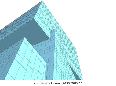 Ilustración 3d de edificio de arquitectura moderna