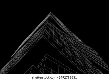 Modern architecture building 3d illustration