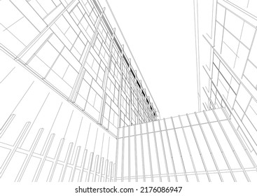 Modern architecture building 3d rendering