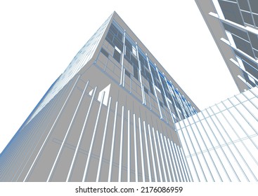 Modern architecture building 3d rendering