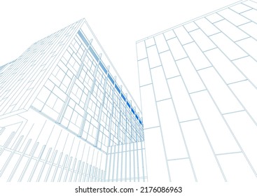 Modern architecture building 3d rendering