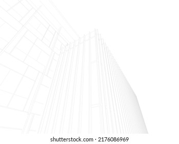 Modern architecture building 3d rendering