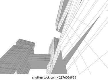 Modern architecture building 3d rendering