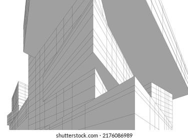 Arquitectura moderna de construcción de renderización 3d