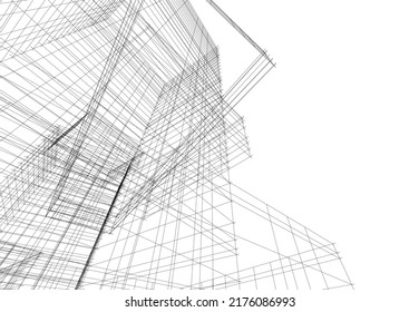 Modern architecture building 3d rendering