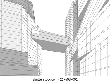 Arquitectura moderna de construcción de renderización 3d
