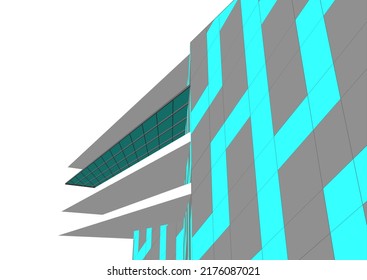 Arquitectura moderna de construcción de renderización 3d