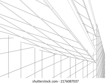 Modern architecture building 3d rendering