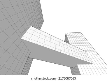 Modern architecture building 3d rendering