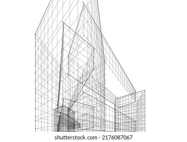 Modern architecture building 3d rendering