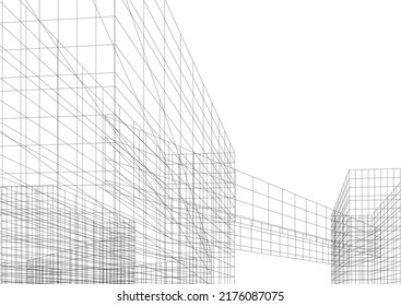 Modern architecture building 3d rendering