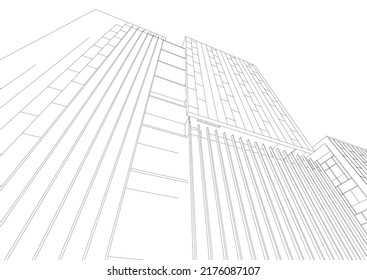 Modern architecture building 3d rendering