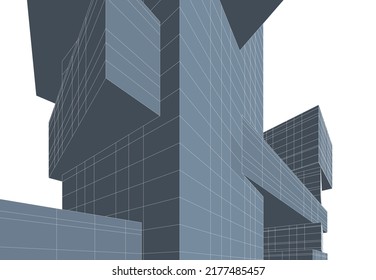 Modern architecture building 3d rendering