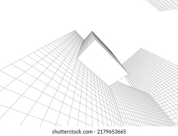 Modern architecture building 3d rendering